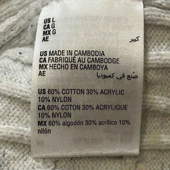 Karen Scott Women's Size Large Cable-knit Sweater In White Speckle - Picture 4 of 5